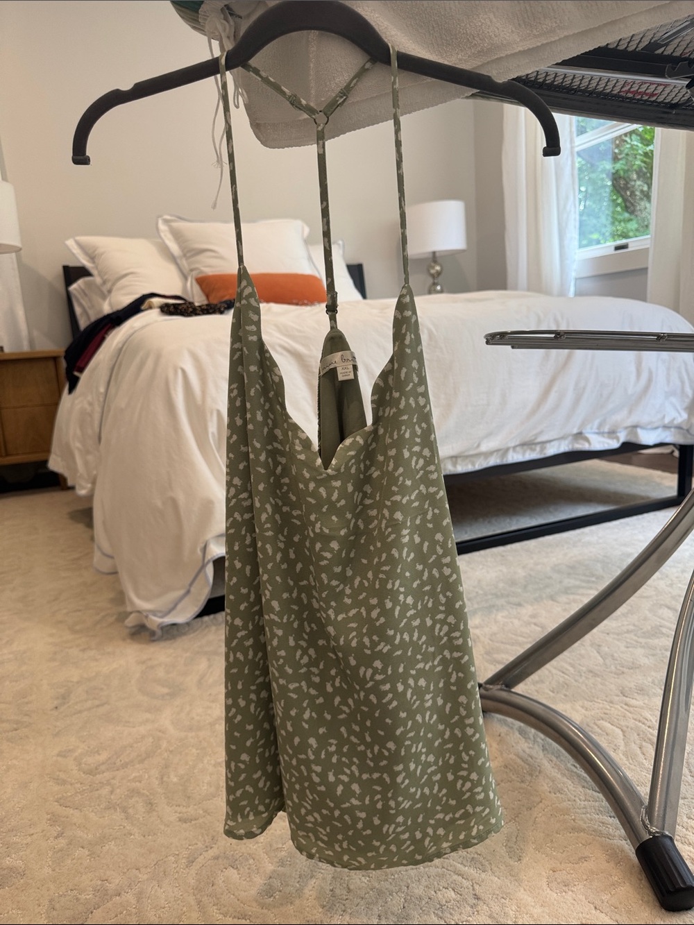 nine britton Olive Green Printed Silk Camisole